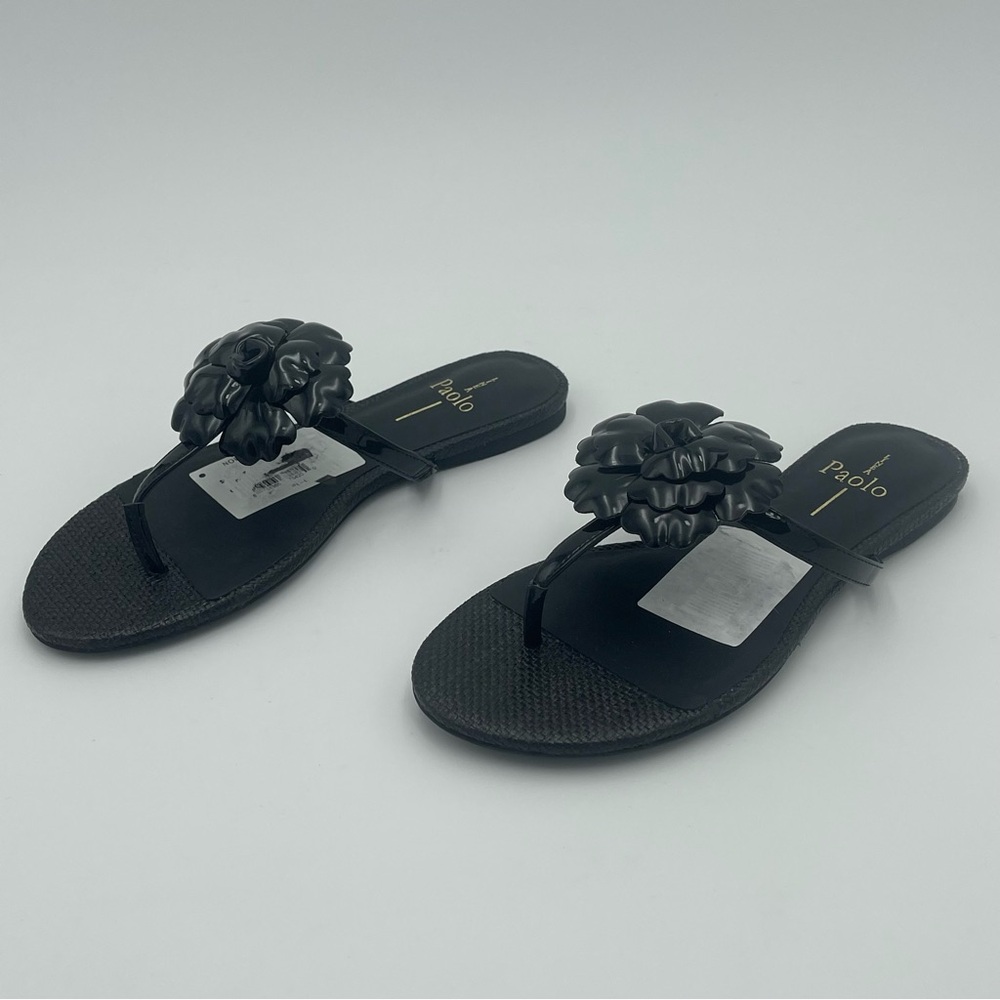 Linea Paolo Laurel Flower-SZ 6.5M Black Sandal-MSRP $150 -New no box